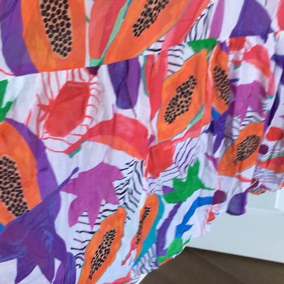 Oliphant ruffle neck maxi dress in papaya floral print M - Picture 6 of 13